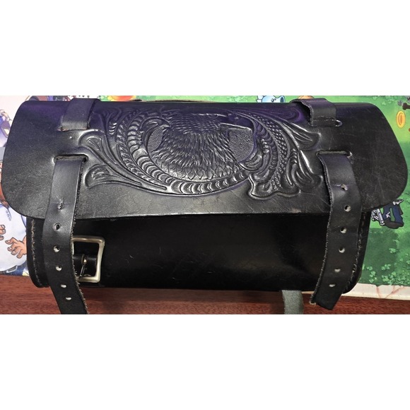 Eagles Eye Other - Vintage Leather Motorcycle Tool Bag Eagle Made in USA Black Handlebar Fork Pouch